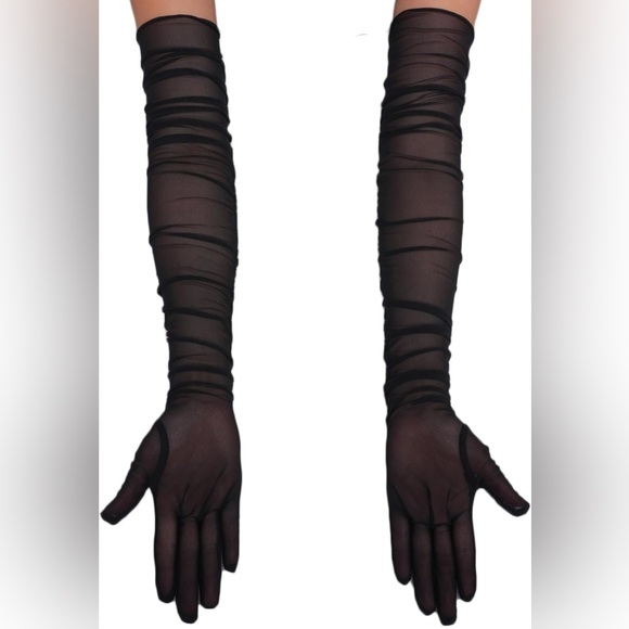Elegant Long Black Sheer Gloves | Brand New - Picture 6 of 14